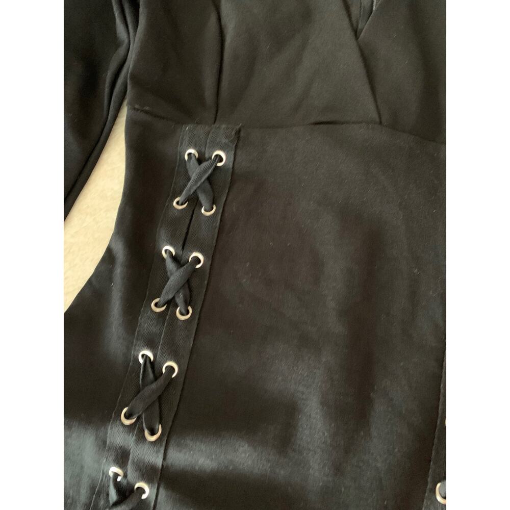 Windsor black lace up dress mini V neck new woman’s size small - Picture 6 of 10